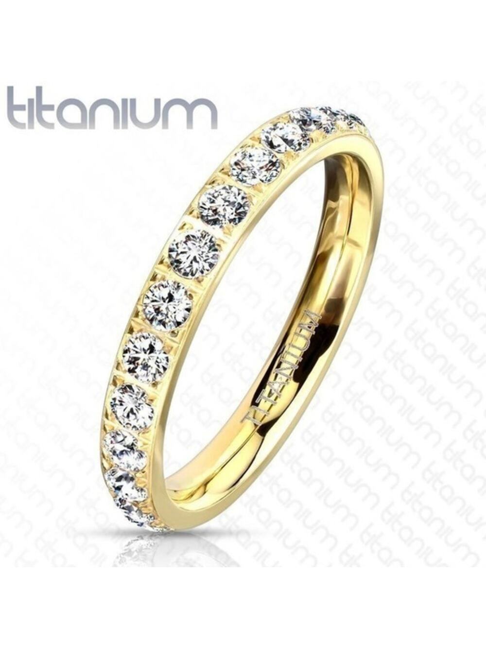 Women’s Cubic Zirconia Gold Titanium Eternity hypoallergenic Band size 5
